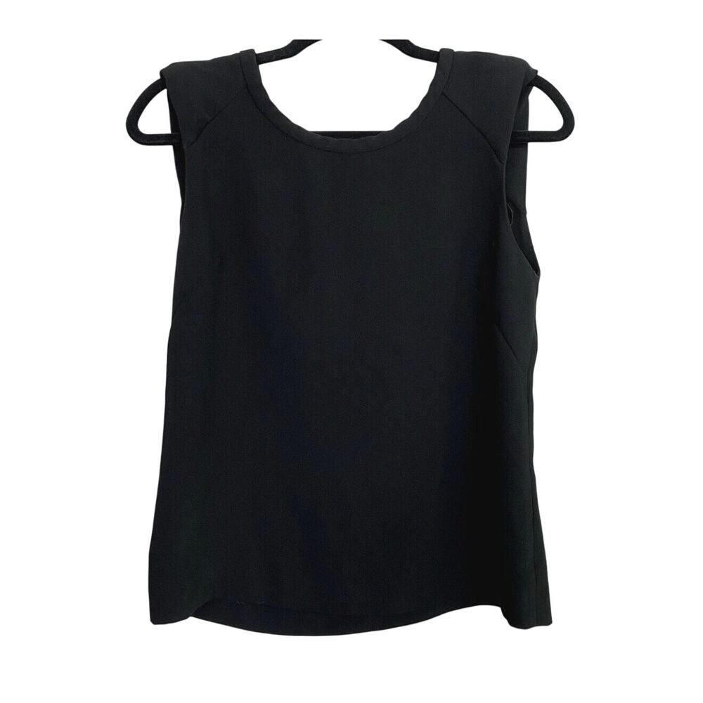 ZARA Perfect Sleeveless Lightweight Blouse V Neck Key Hole Back S Black #3342